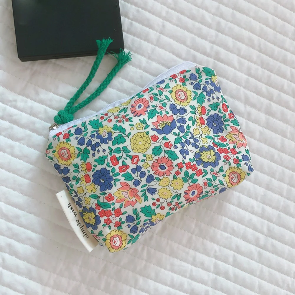 Broken Flower Pattern Coin Purses Small Fresh Canvas Coin Wallet Lady Girls Earphone Coin Key Money Storage Bag Zipper Pouch