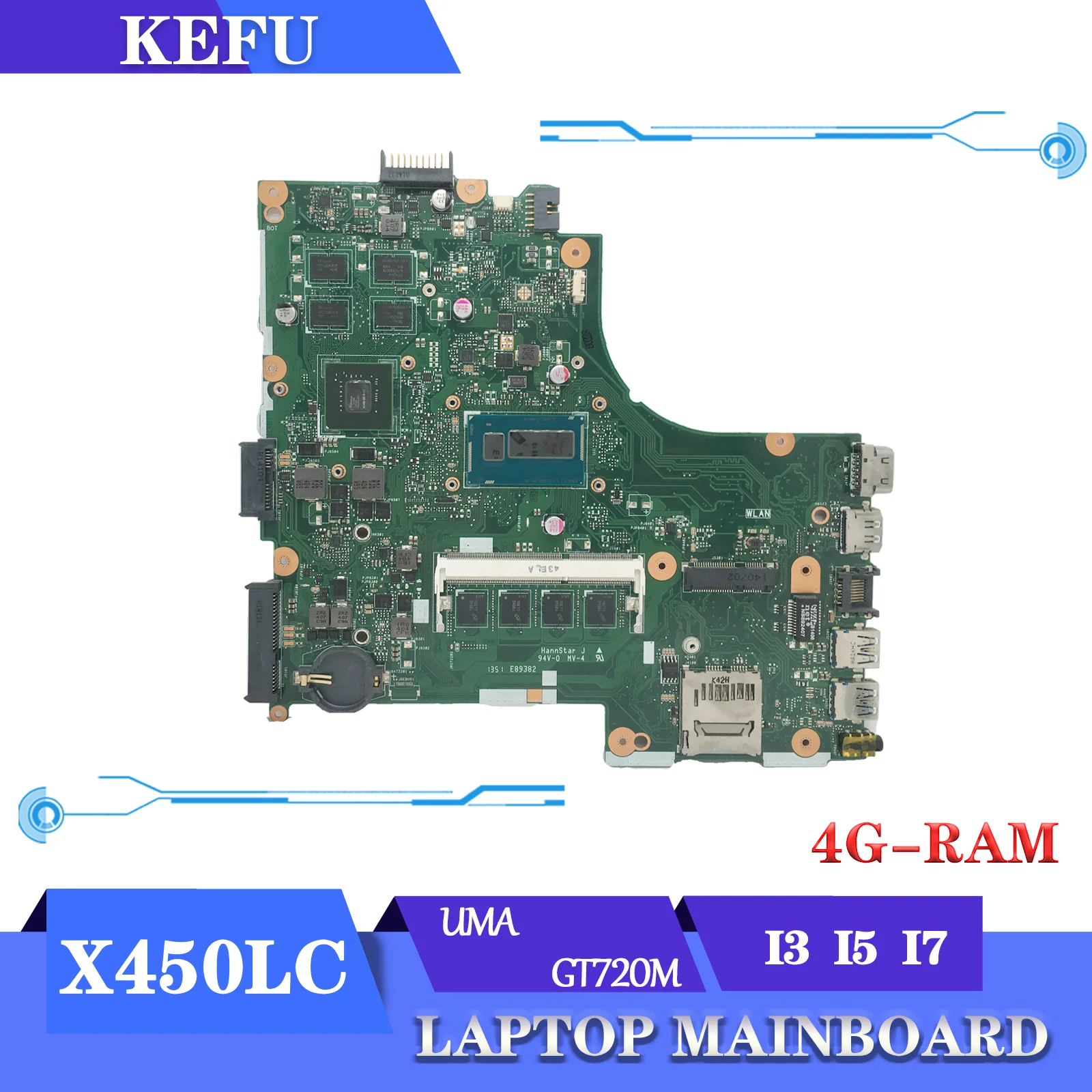 

! Laptop Motherboard For ASUS X450LC F450LC D450LC K450LC P450LC X450LA X450LB Notebook Mainboard I3 I5 I7 CPU GT720M 4G/RAM