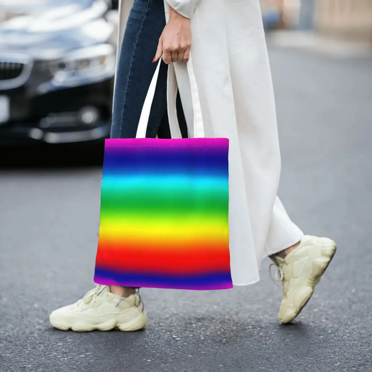 Bright Jester Rainbow Totes Canvas Handbag Women Canvas Shopping Bag