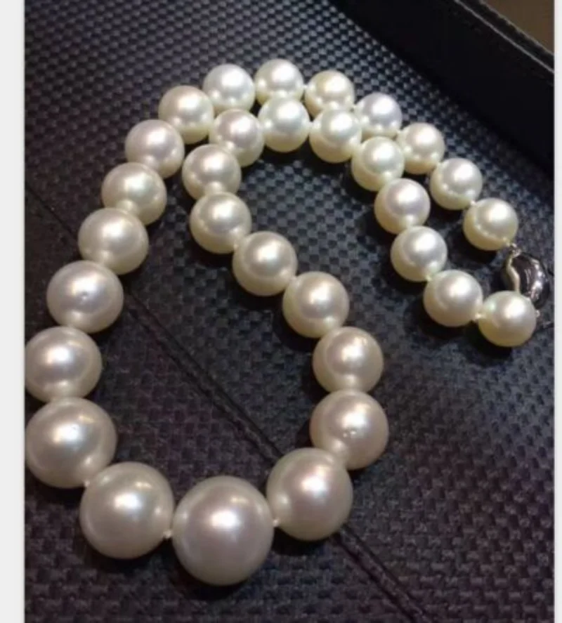 

Gorgeous 12-14mm South Sea Round White Pearl Necklace 18inch 925s