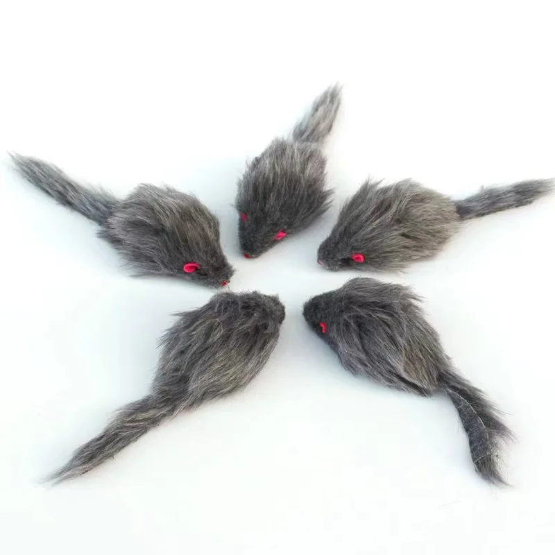 

5pcs Furry Plush Cat Toy Soft Solid Interactive Mice Mouse Toys For Cats Funny Kitten Toy Pet Cats Training Game Cat Supplies