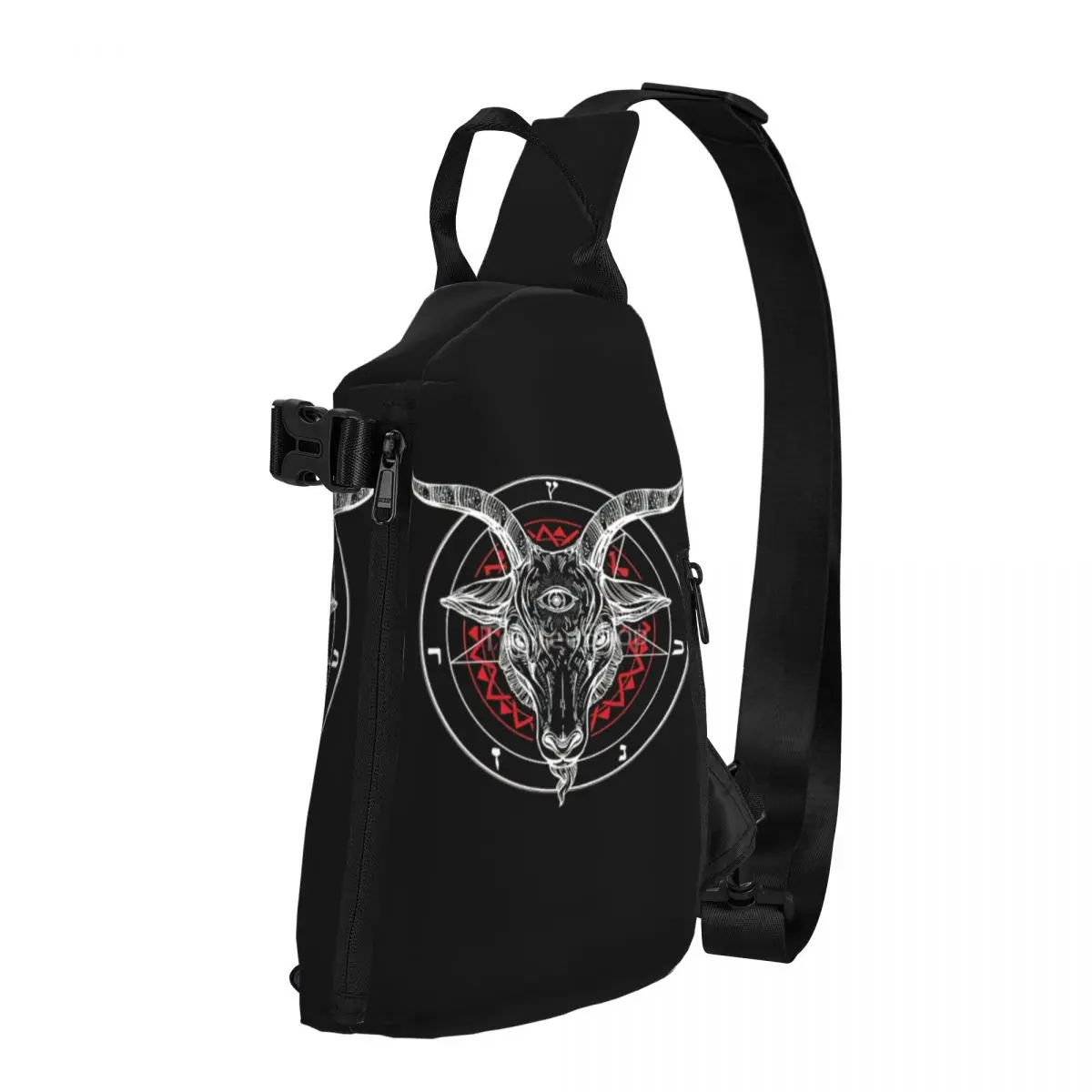 Satanic Goat Baphomet Circle Satan Symbol Lucifer Devil Shoulder Bags Chest Cross Chest Bag Diagonally Casual Man Messenger Bag