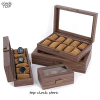 wood grain watch storage box for 12 10 6 3 slot wooden wave holder case wristwatch jewelry display organizer pu leather boxes