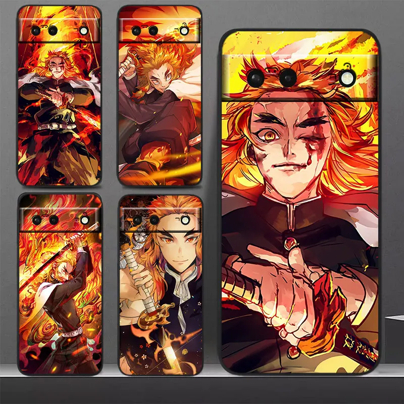 

Demon Slayer Rengoku Kyoujurou Phone Case For Google Pixel 7 Pro 6 Pro 6A 5A 5 4 4A XL 5G Black Soft Cover Fundas Cover