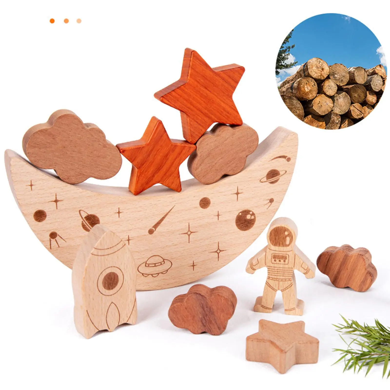 

11x Wooden Stacking Learning Building Blocks Balance Training for Kids Children