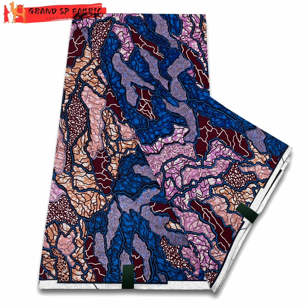 

Grand Super 100% Cotton African Wax Fabric High Quality Wax Print Ankara Fabric For Sewing 6yards Women Fabric VLS7984