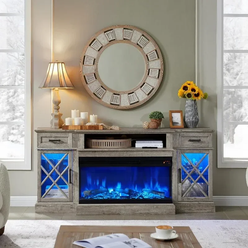 Подставка для телевизора в фермерском доме с камином 70-дюймовая подставка