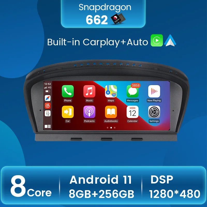 

Android 11 256 ГБ CarPlayCar Radio для BMW 5 серии E60 E61 E63 E64 E90 E91 E92 E93 CCC CIC Мультимедийный плеер GPS-навигация IPS