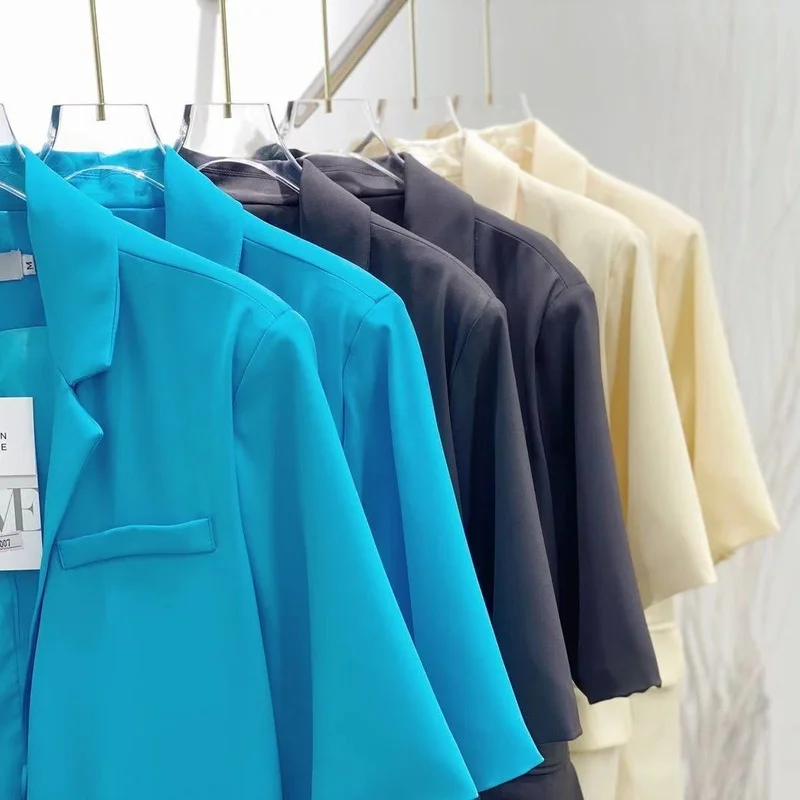 2022 New Fashion Casual Short-sleeved Suit Jacket Women Spring New Korean Style Loose Design Temperament Slim Casual Thin Suit