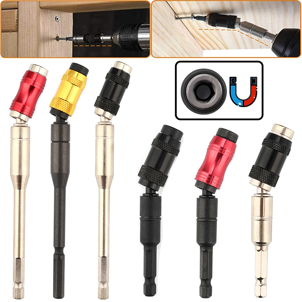 

1/4 "Hex Shank Magnetic Pivoting Screw Drill Tip 88/145mm Quick Change Locking Bit Holder Woodworking Hand Tool Extension Rod AA