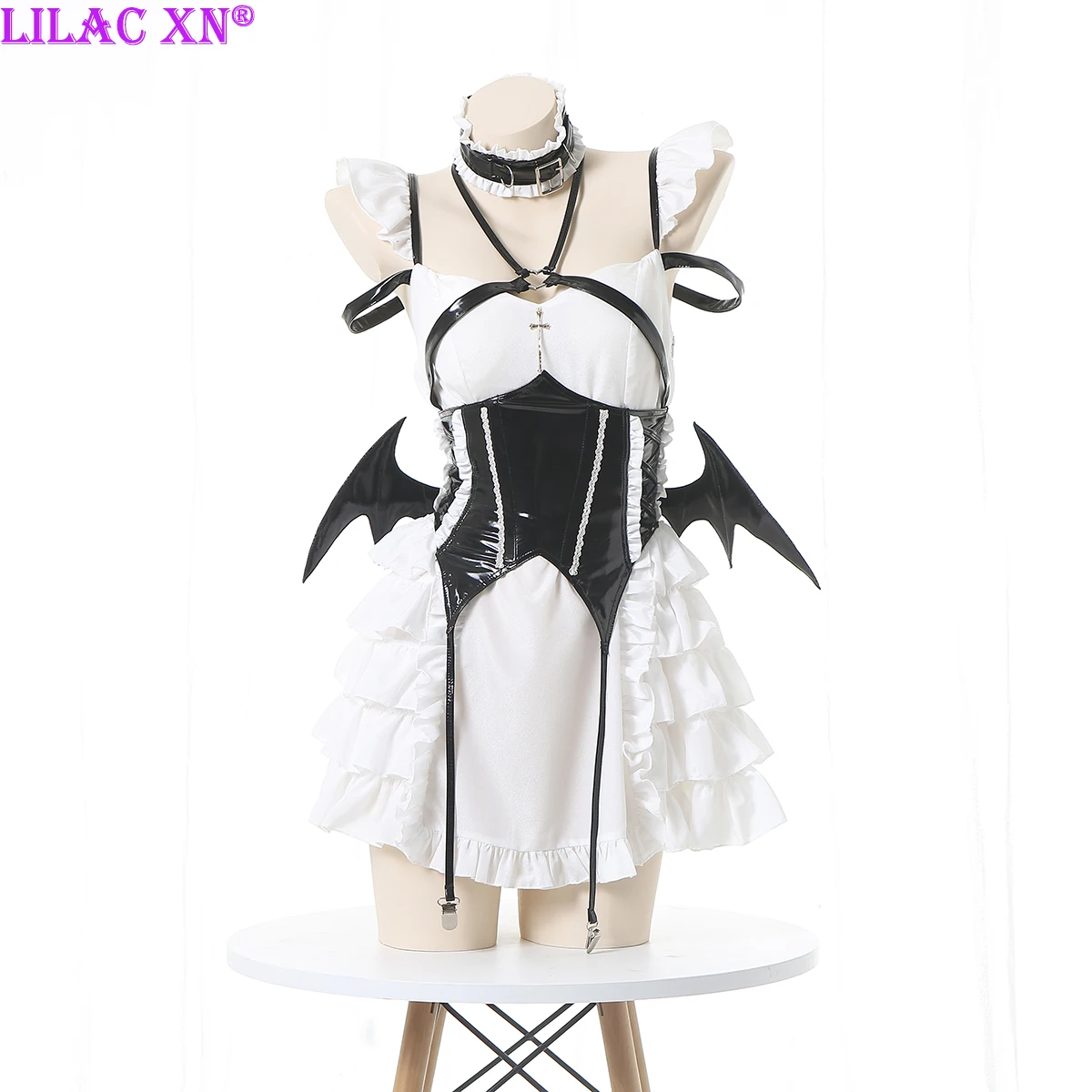 

Sexy Demon Wings Corset Short Dresses for Women Girls Maid Outfit Harajuku Cute Strap Halter Lolita Party Dress Cosplay Costumes