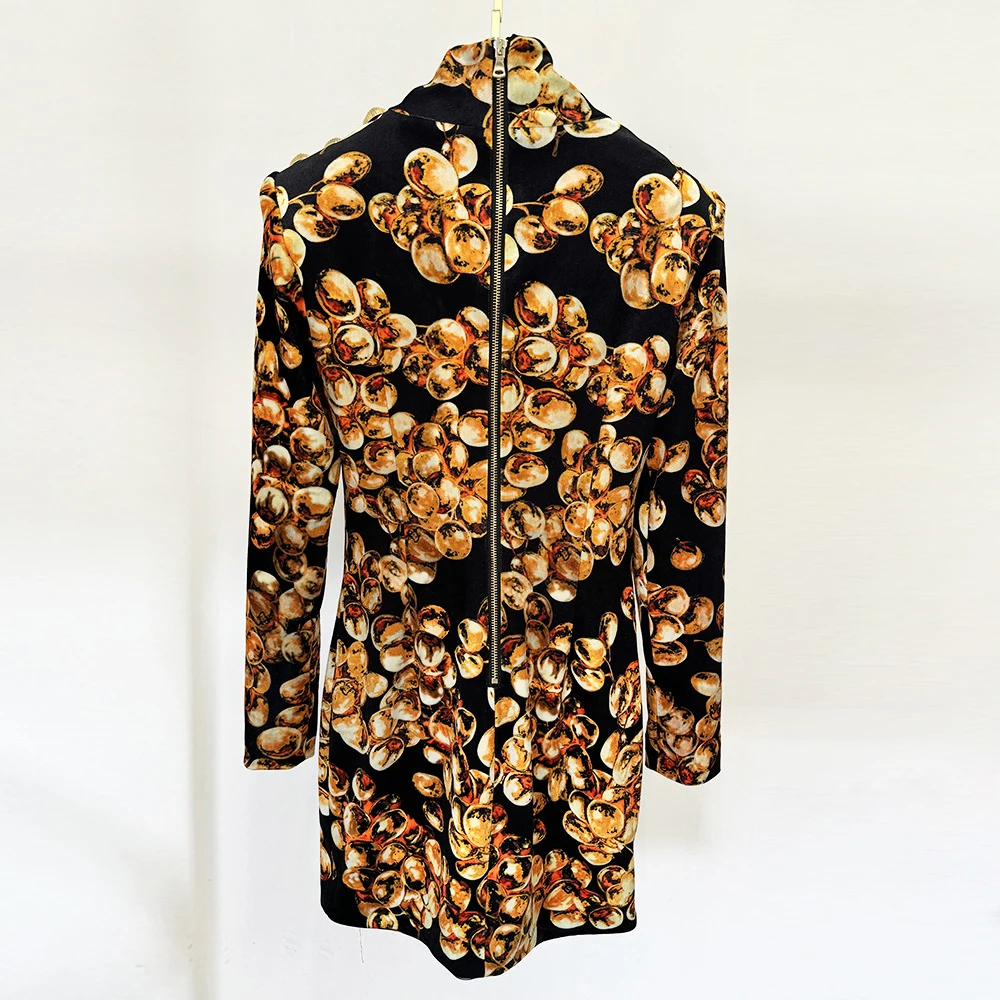 TWOTWINSTYLE платье с цветным принтом для женщин воротник-стойка длинный рукав высокая