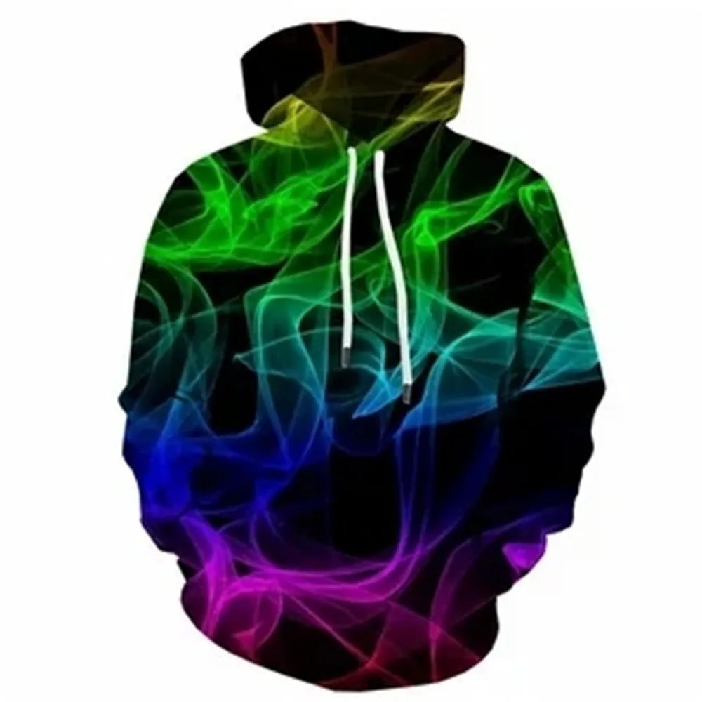 

3d Fluorescence Printing New Colorful Flame Sweatshirt Men/Women Autumn Coat Clothing Funny JacketBlack Hoodies Streetwear 2023