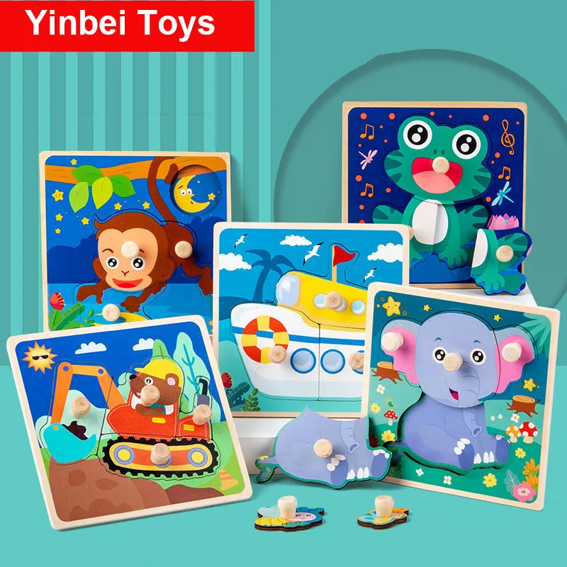 

Montessori Toy Baby Hand Grasp Wooden 3d Puzzles Toys for Child Educational Kids Children Montessori Toy