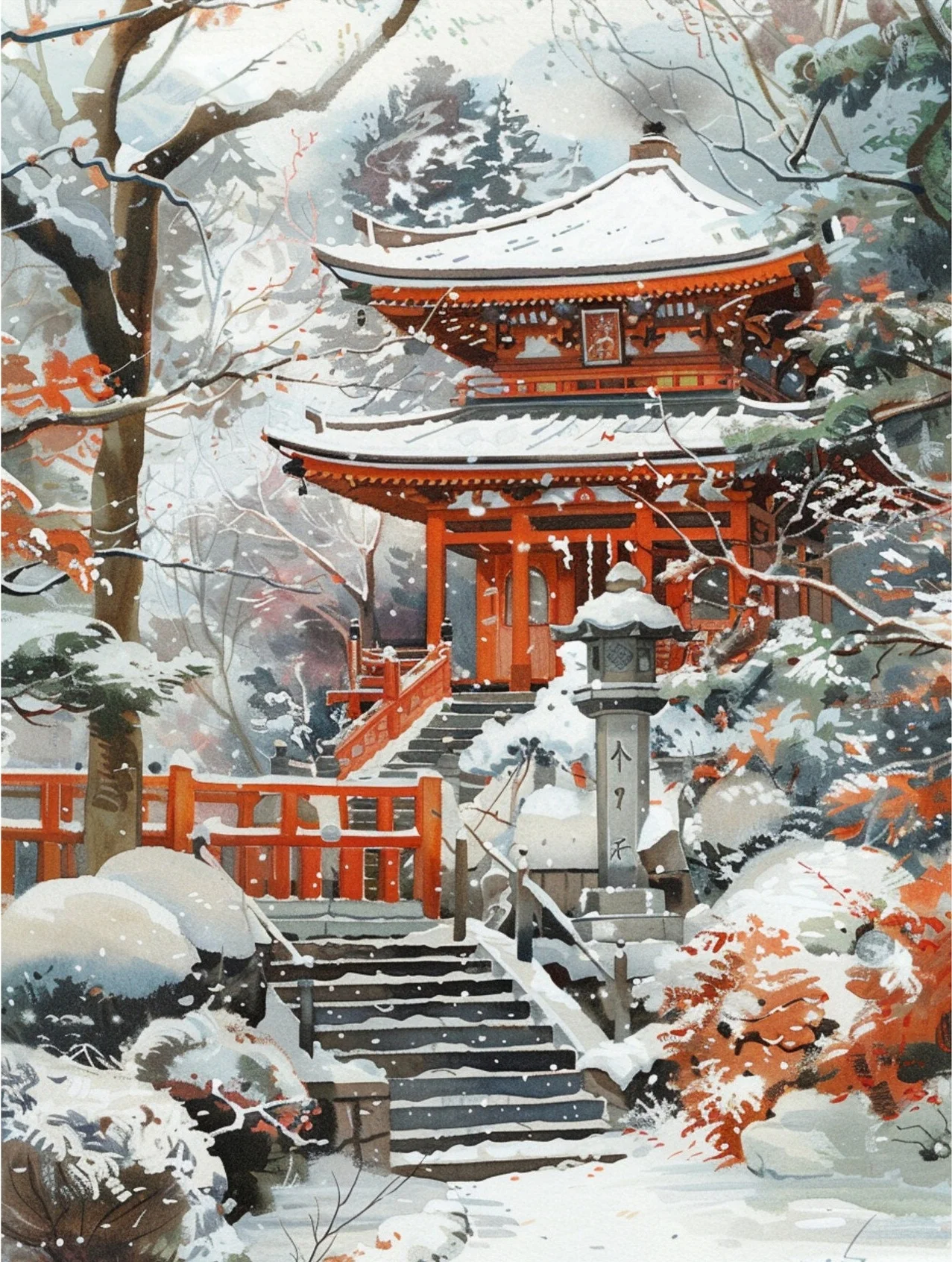 

Картина "Пейзаж Японской Деревни", HALFLEMART, печать на холсте