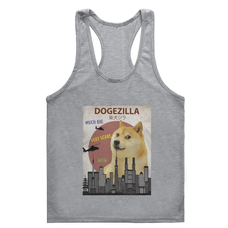 

Dogezilla Funny Doge Meme Dog tank Gym t-tank top menMen Leisure 100% Cotton Gym t-tank top menRound Neck sleeveless tank Gym t-