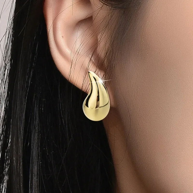 Модные новые высококачественные гладкие серьги-капли из 18-каратного золота с