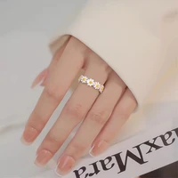 trendy daisy flower adjustable opening rings for women sweet cute finger ring korean fashion wedding fine jewelry gift