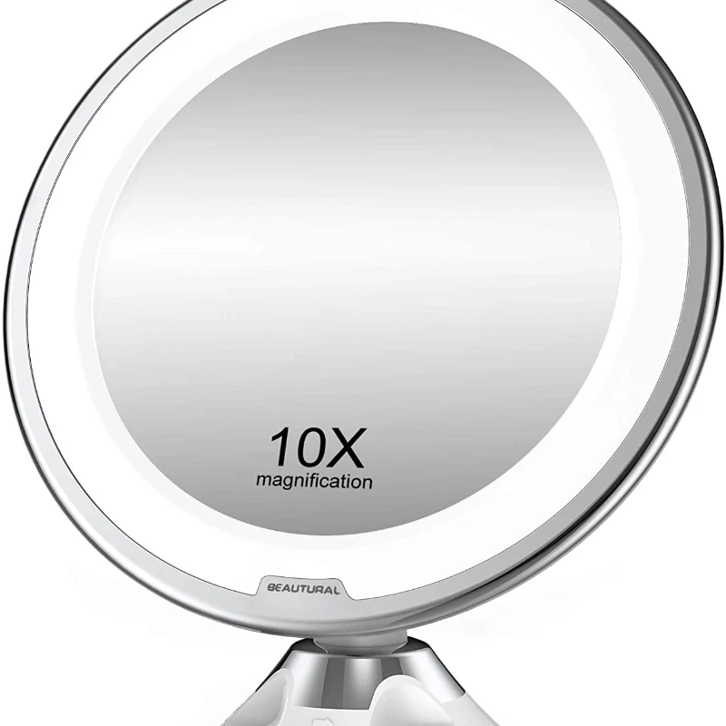 

10X Magnifying Makeup Mirror with Lights, Lighted Magnifying Vanity Makeup Mirror for Home Tabletop Bathroom Shower Travel, 360