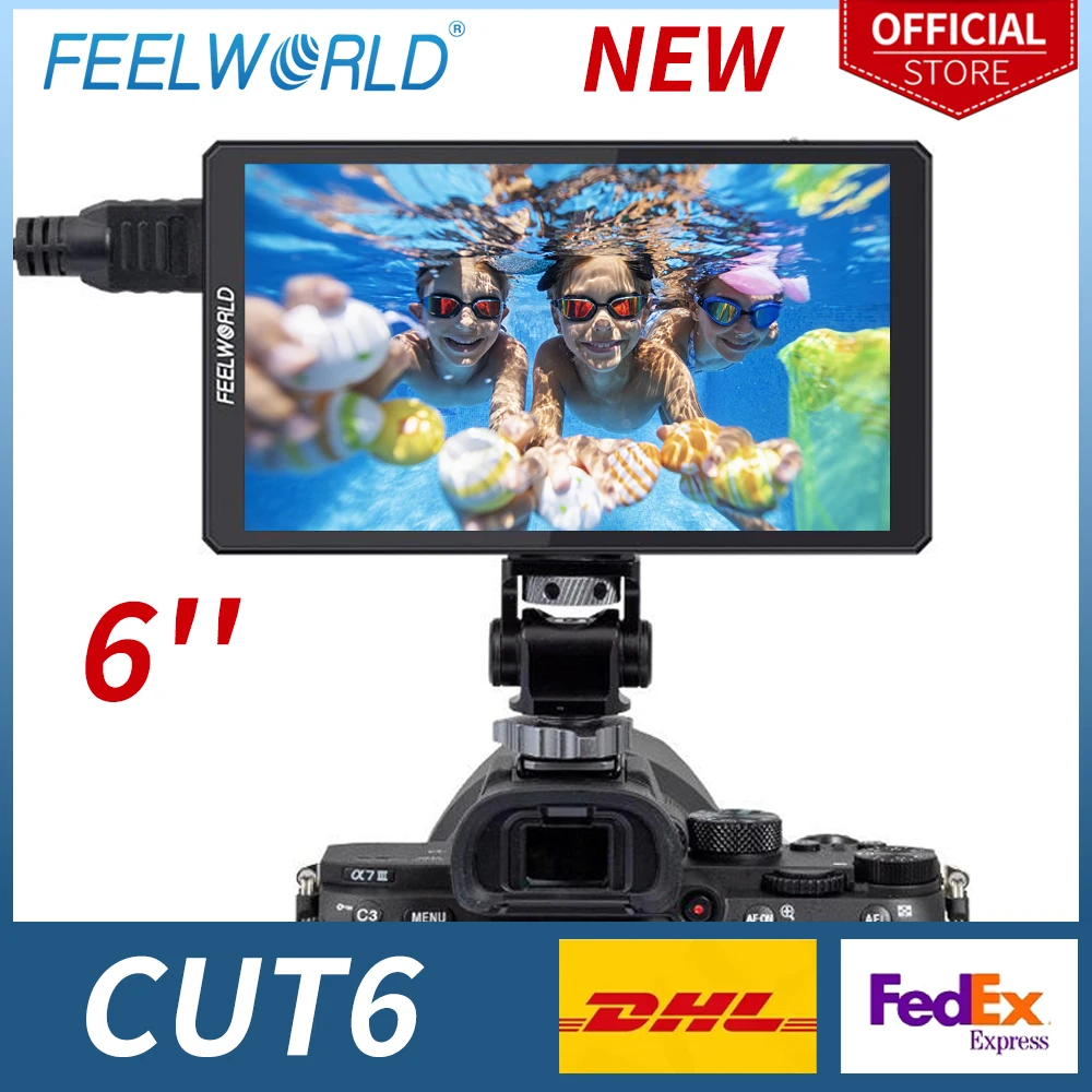 

FEELWORLD CUT6 6" Touch Screen Video Monitor Recorder FHD Monitor Support IPS 4K HDMI 1920x1080 3D LUT Portable Monitor