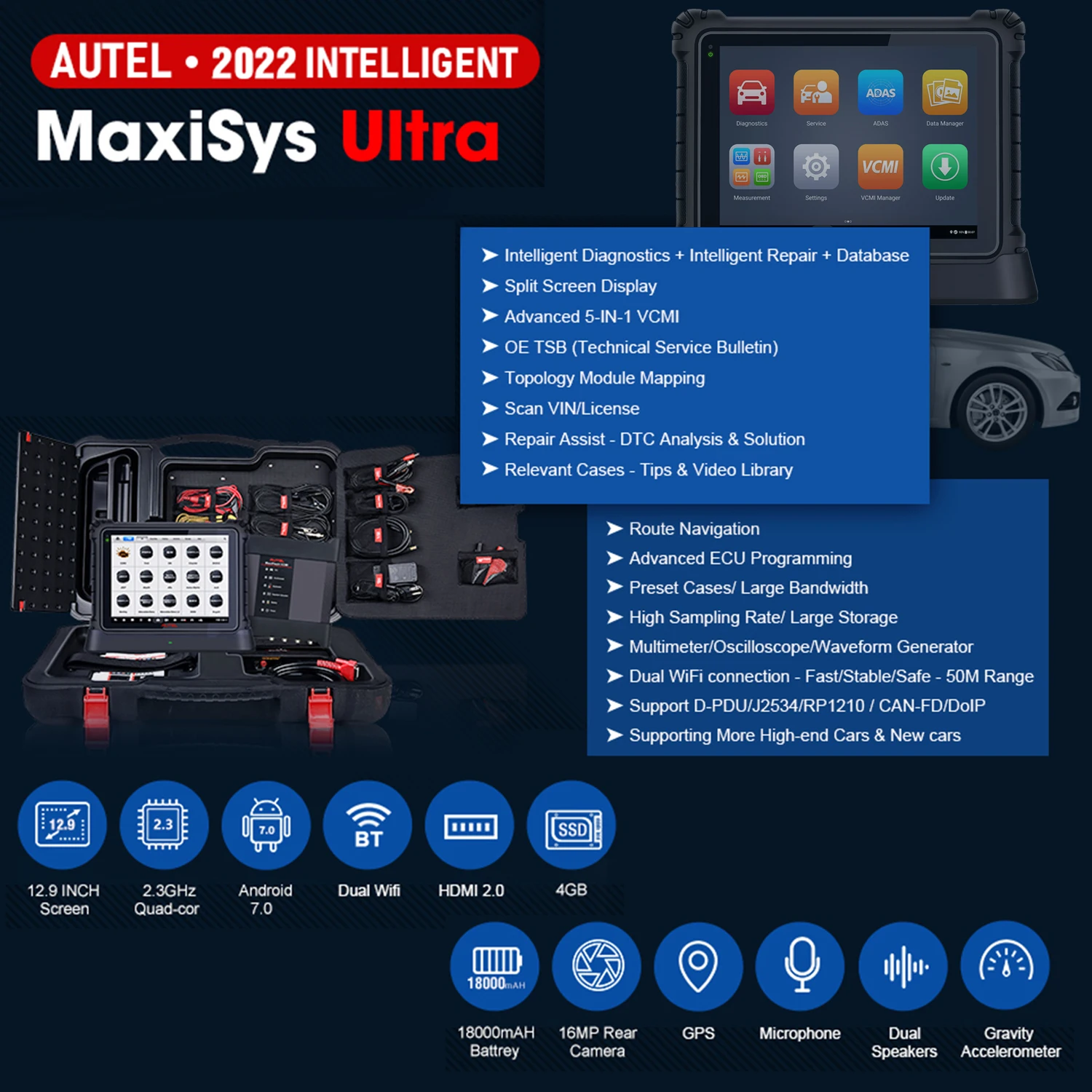 Autel MaxiSys ультра Интеллектуальный OBD2/CAN двунаправленный Двойной Wi-Fi