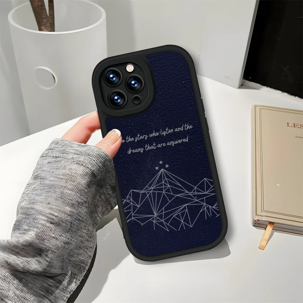 Acotar A Court of Mist and Fury чехол для телефона кожаный черный IPhone 13 16ProMax 12 15 11 14 Pro Max Mini Plus