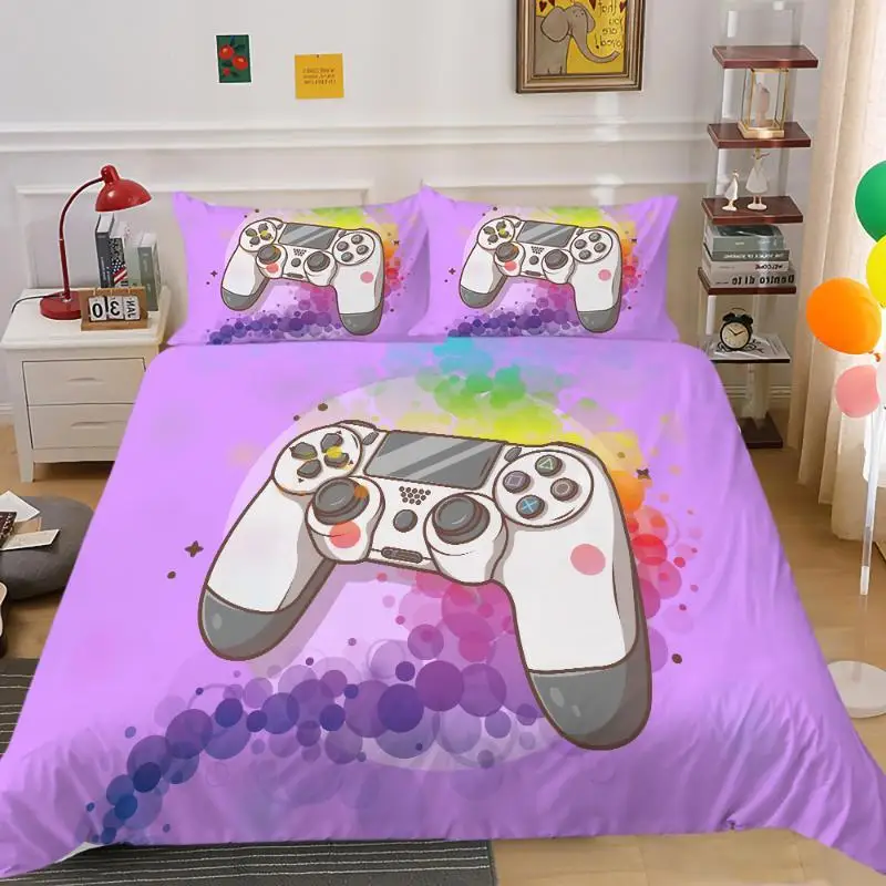 

Comforter Cover for Kids Boy Compass Nautical Pattern Quilt Cover Gamepad Duvet Cover Set King Microfiber Gamer Video Games Twin