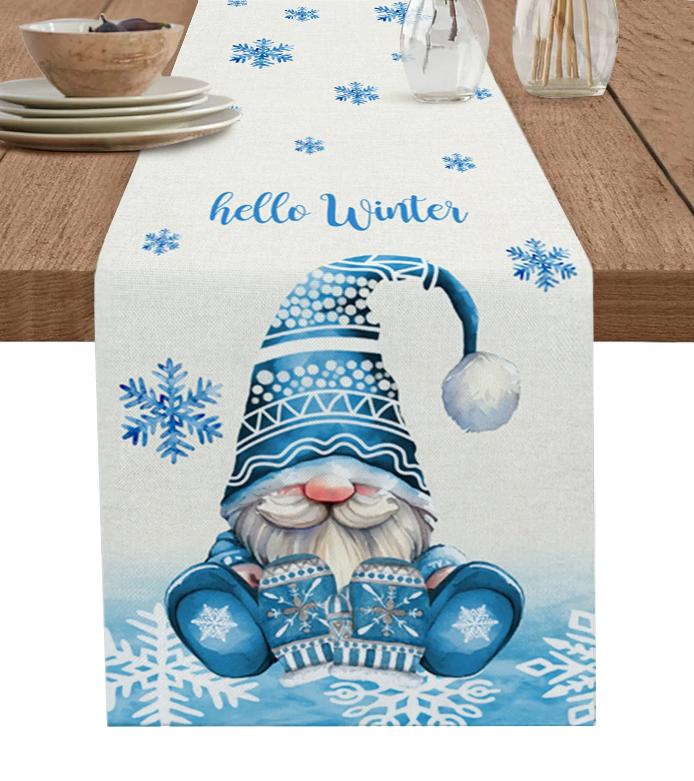 

Christmas Snowflakes Table Runner Home Wedding Table Flag Mat Table Centerpieces Decoration Party Dining Long Tablecloth