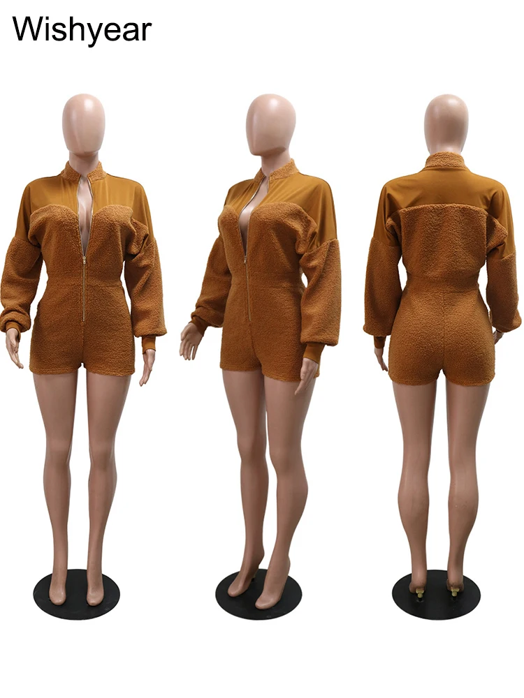 Новые флисовые теплые плюшевые лоскутные комбинезоны женские короткие с