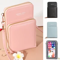 new mobile phone bag transparent touch screen cell crossbody cover universal model mini case shoulder bags women leather wallets