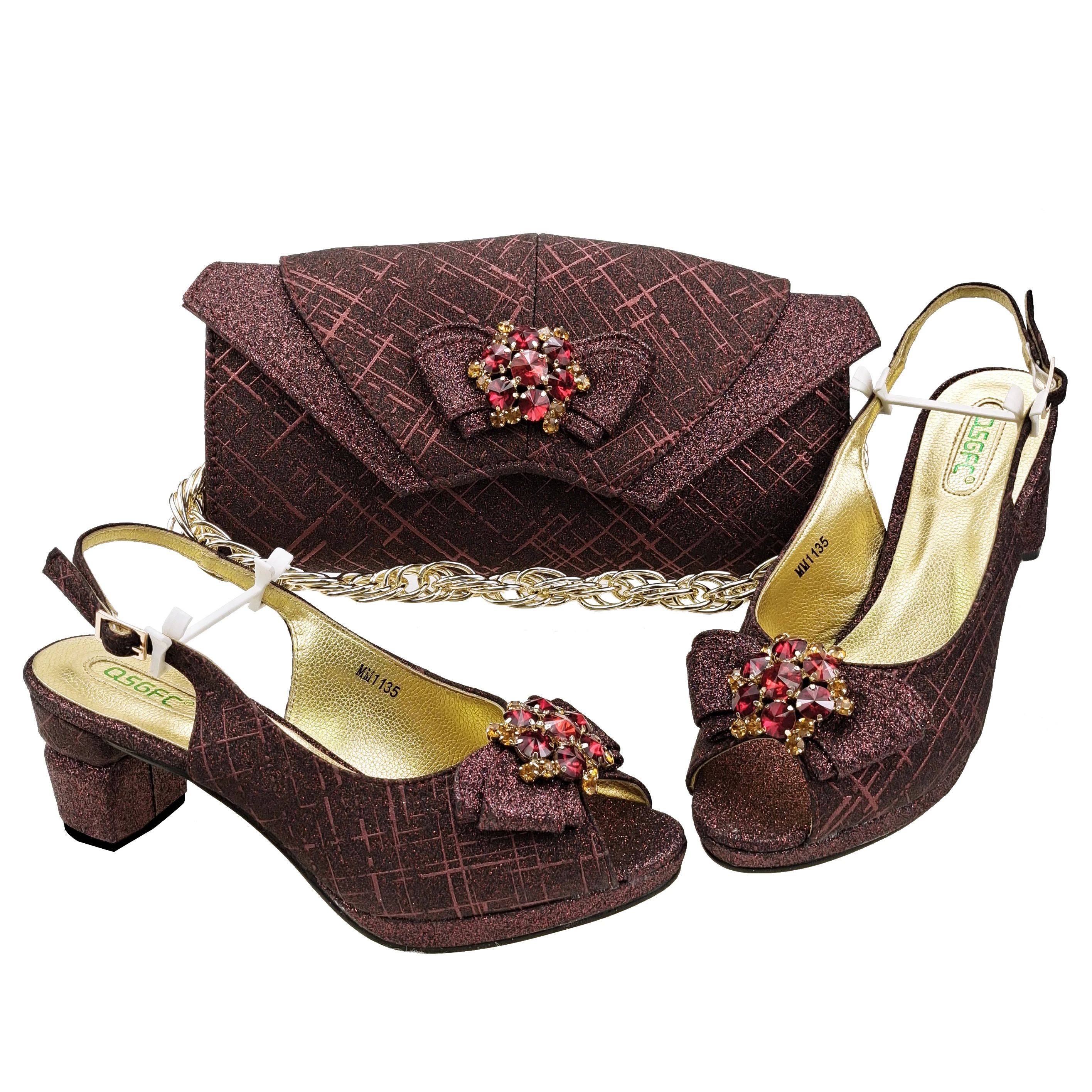 

doershow African fashion Italian Shoes And Bag Sets For Evening Party With Stones wine Italian Handbags Match Bags! SFV1-16