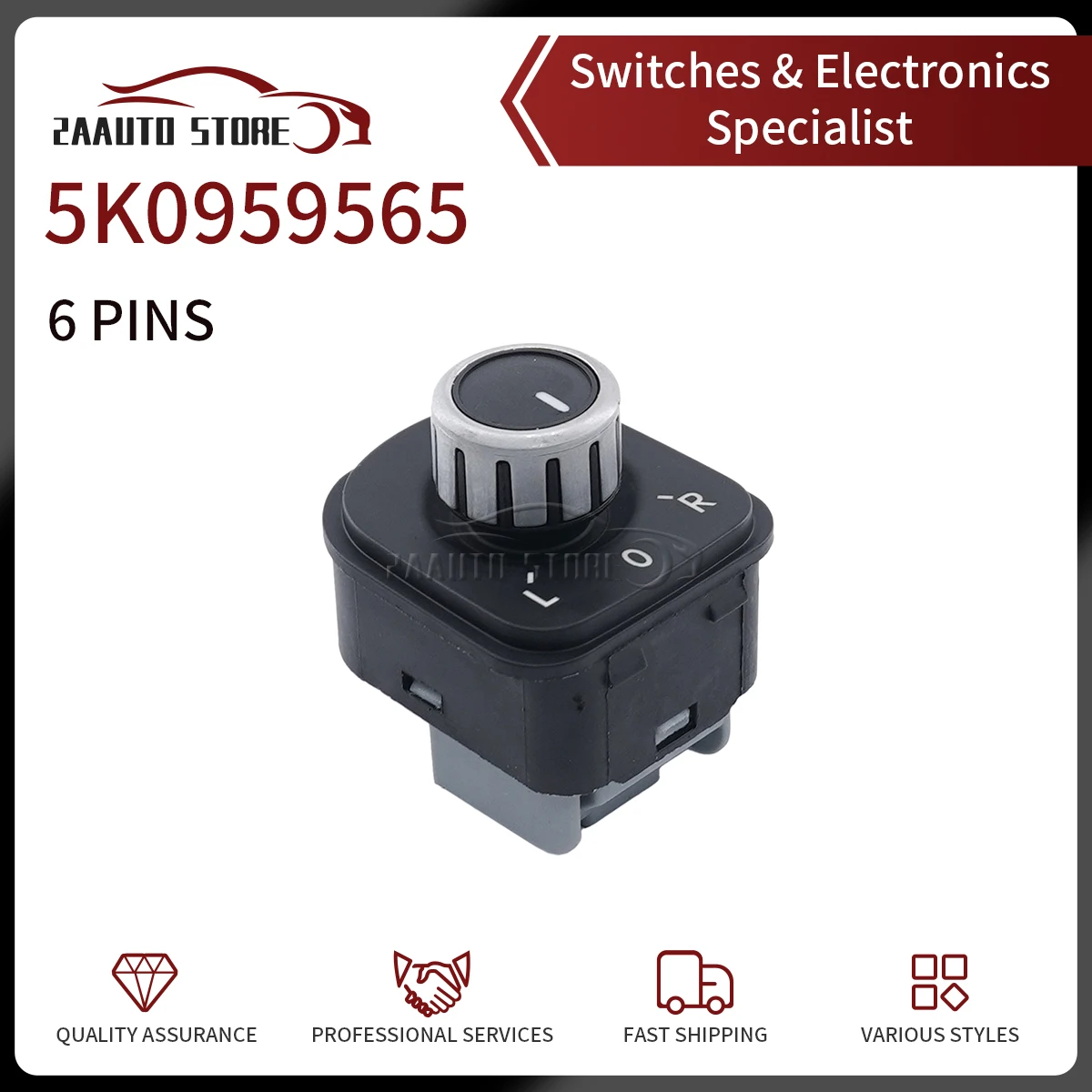 

5K0959565 Rearview Mirror Control Switch For VW Golf GTI MK5 MK6 Jetta Rabbit Side View Button Key 6Pins