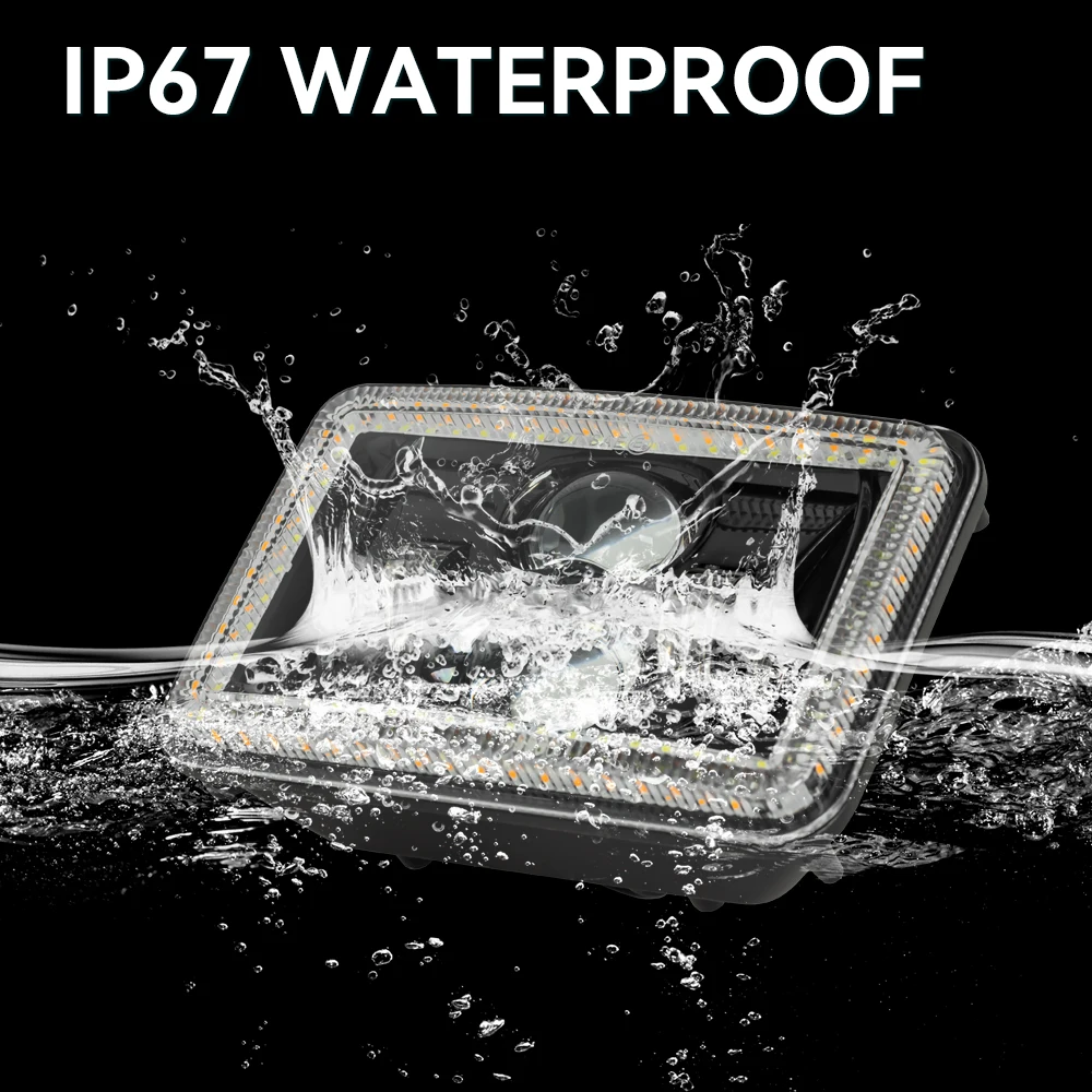 1/2 шт. 4x6 дюймов светодиодные прямоугольные фары автомобиля с DRL для Peterbil Kenworth