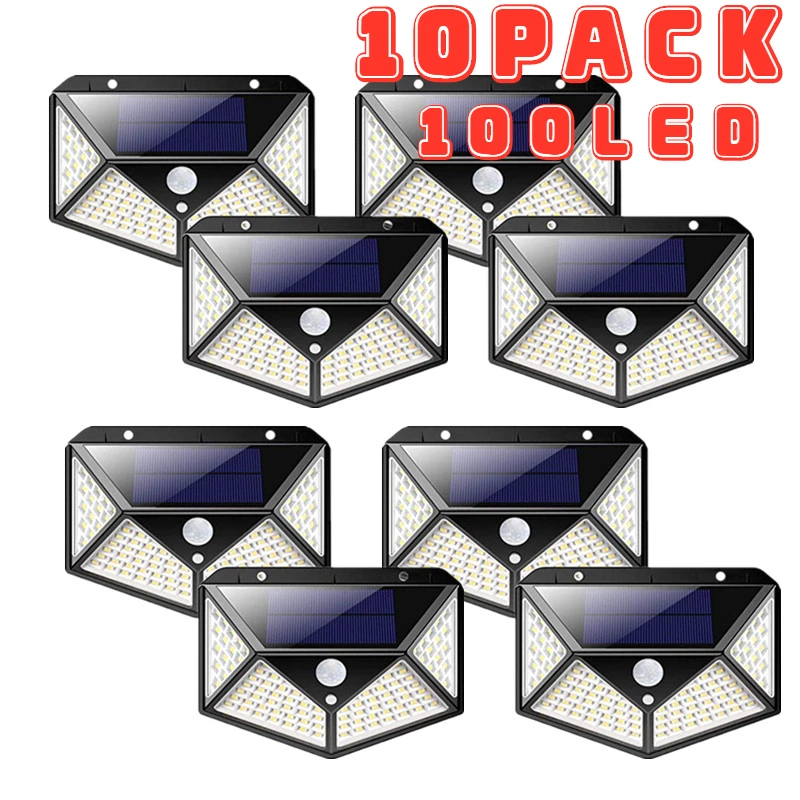 

100 LED Solar Led Light Outdoor Solar Lamp with Motion Sensor Solar Lights Waterproof Sunlight Solar Power for Garden Decoration