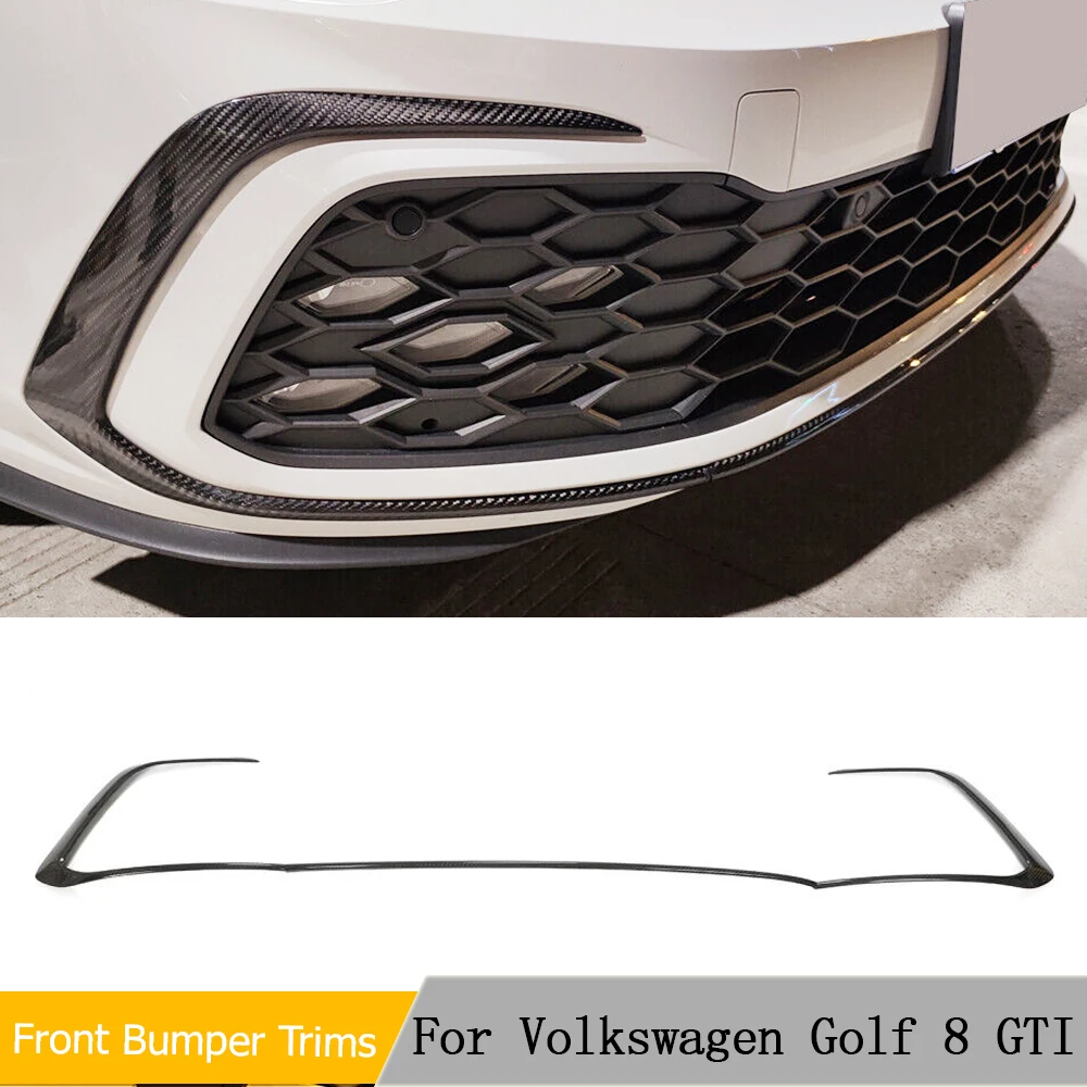 

Передний бампер, борт, спойлер для Volkswagen VW Golf 8 GTI 2021-22, сухой карбоновый передний бампер, разветвители, вентиляционные плавники, плавники