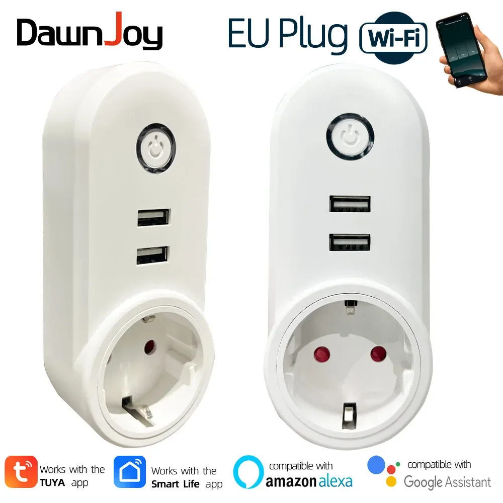 

Умная вилка Danwjoy с двумя USB портами 220В