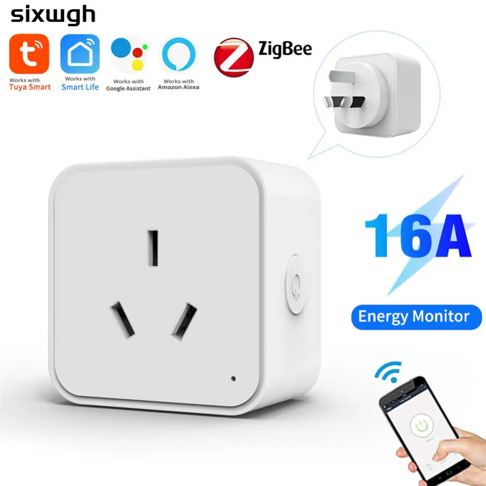 

2023 16A AU Australia ZigBee/WiFi Smart Plug Tuya Smart Home Socket Power Strip, Compatible With Alexa Google Assistant
