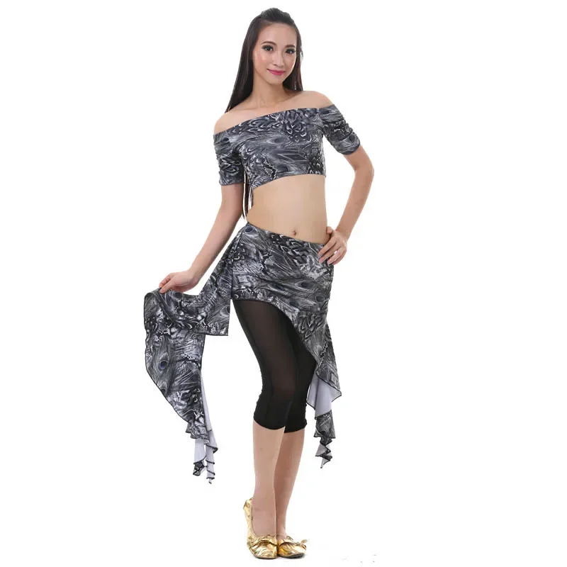 Женский костюм для танца живота комплект из 3 предметов топ и юбка с узором