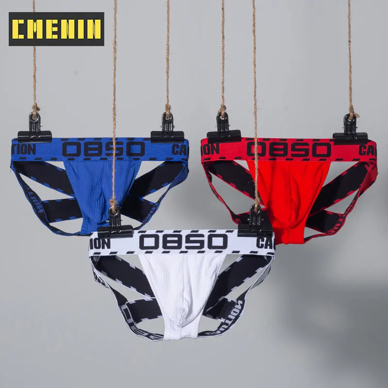 

CMENIN 3Pcs Hot Cotton Gay Sexy Underwear Man Jockstrap Underpants Low Waist Tanga Men's Thong And G String Men Panties Slip