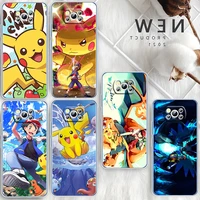 anime pokemon pikachu for xiaomi redmi note 10s 9 civi poco x4 x3 nfc f3 gt m4 m3 m2 x2 f2 pro c3 5g transparent phone case