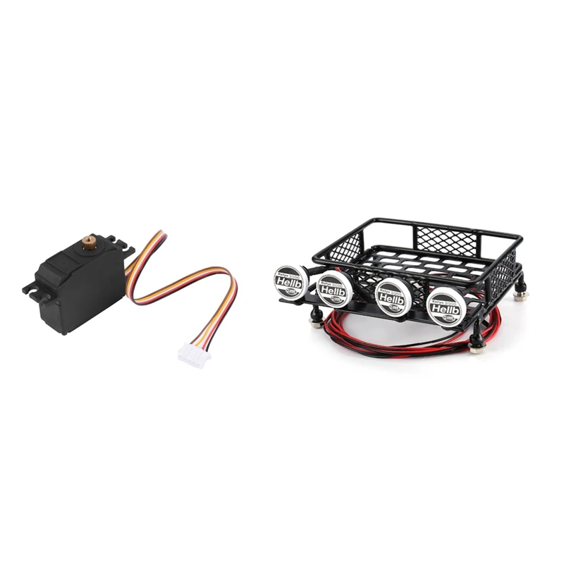 

Rack Luggage Carrier General Type With 4 Round LED Light Bars For CC01 With Five Wire 25G Metal Gear Servo For Wltoys