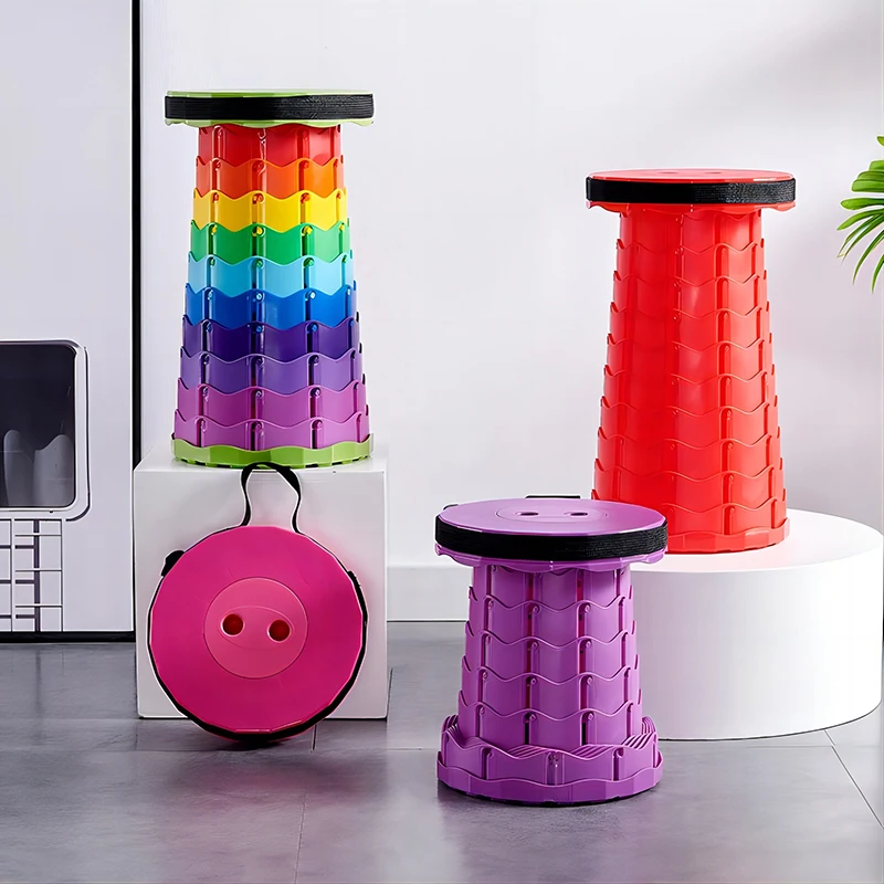 1 шт. портативный Круглый складной стул гармошкой регулировка высоты простой