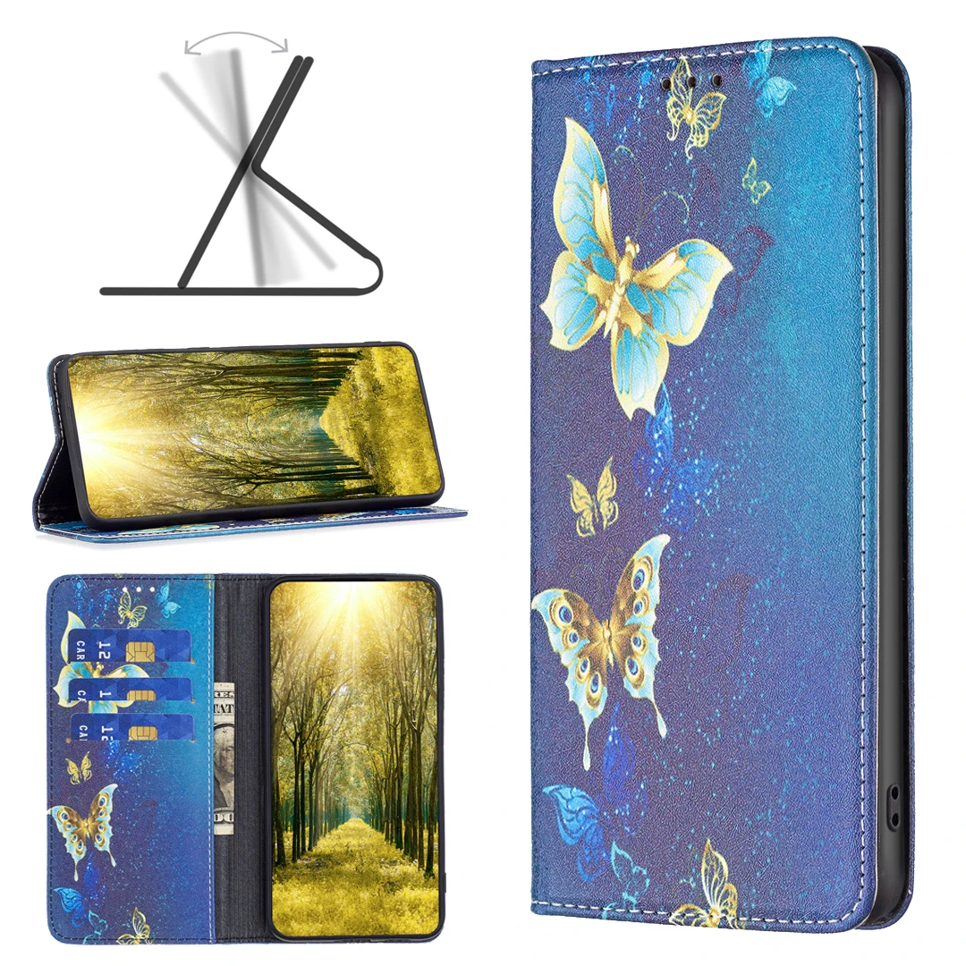 

Leather Wallet Phone Case For iPhone 14 13 12 11 Pro Max XS Max XR X SE2022 8/7 Plus Flip Card Slot Phone Case Cover Butterfly