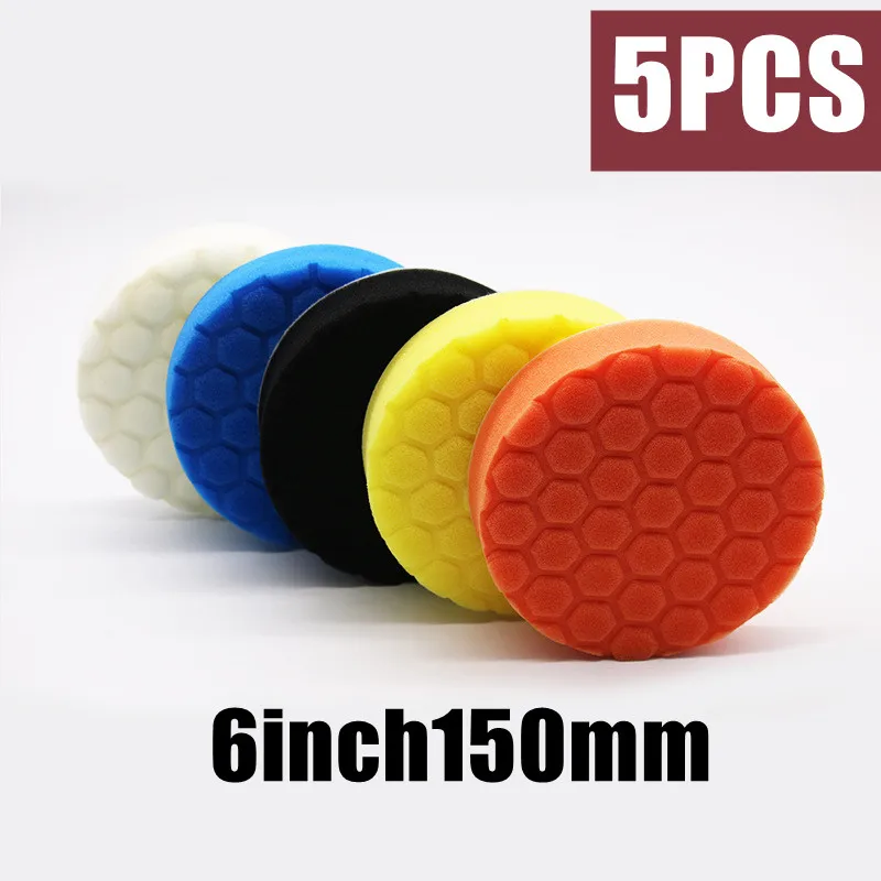 

5 упаковок 3/4/5/6/7 дюймов, полировальные полировальные подушечки, набор режущих губок для полировки автомобиля, самоклеящаяся губка для вощения