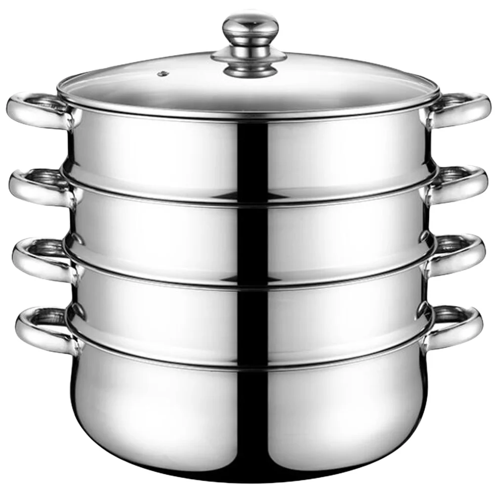 

Pot Steamer Stainless Steel Steam Cooking Soup Cookware Food Steaming Vegetable Stock Set Layer Steamers Pots Lid Stockpot Pasta