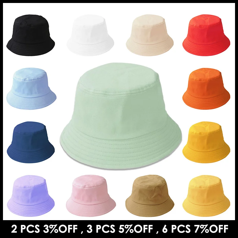 Панама однотонная для мужчин и женщин хлопковая шляпа детей повседневная отдыха
