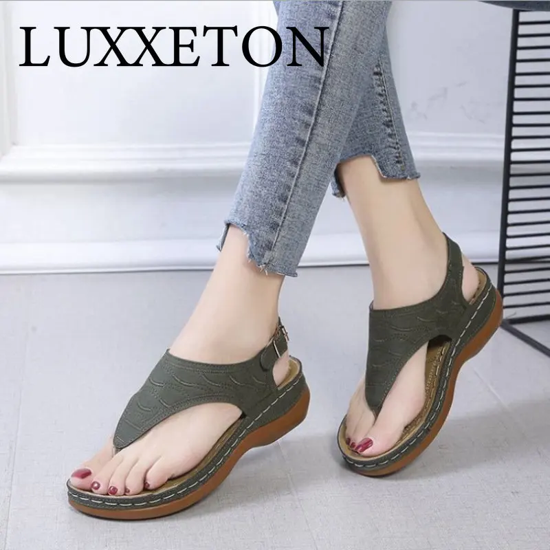 Sandals Wedge  Low Top Solid Color Embroidered FlipFlops Fashion Plus Size Women Shoes     2022 New