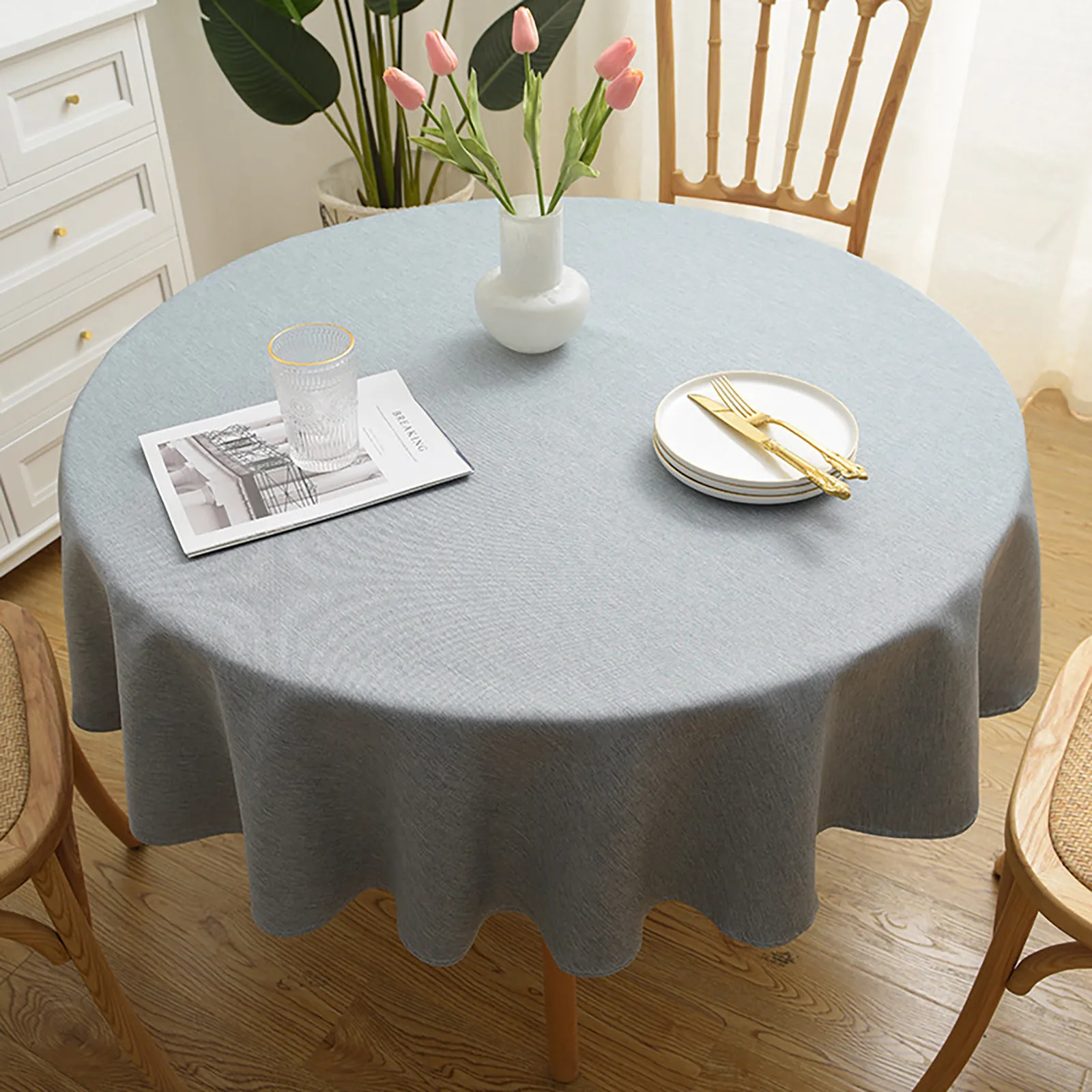 

Solid Color Tablecloth Round Simple Style Dining Table Cover Kitchen Dining Table Top Linen Decor Yellow Tablecloth Rectangle