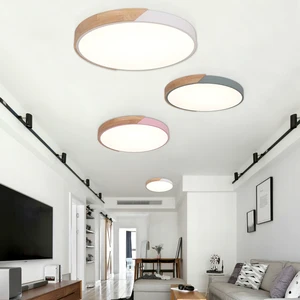 Imported Raw Oak Macarons Round LED Color Ceiling Lights Ceiling Lamps