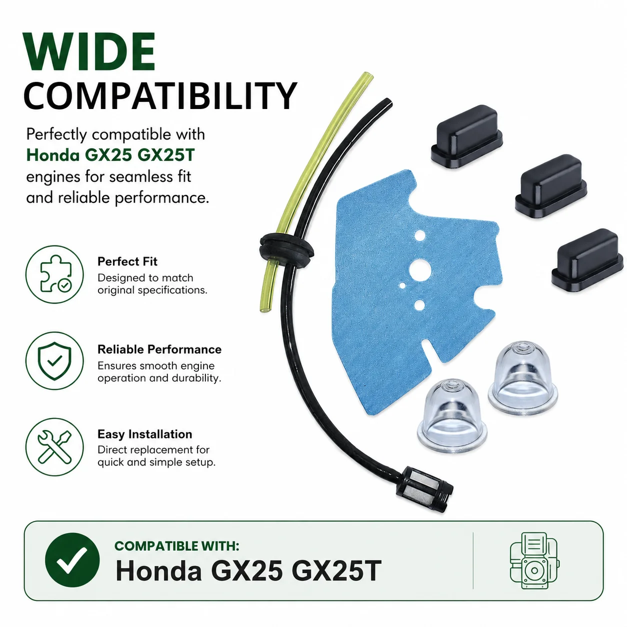 Фото Прокладка карбюратора с приводной трубкой (помпой) для Honda GX25 GX25T, замена OEM 17533-Z0H-000, 17504-ZM3-003, 17702-Z0Z-000, 17701-Z0Z-000, запчасти №3